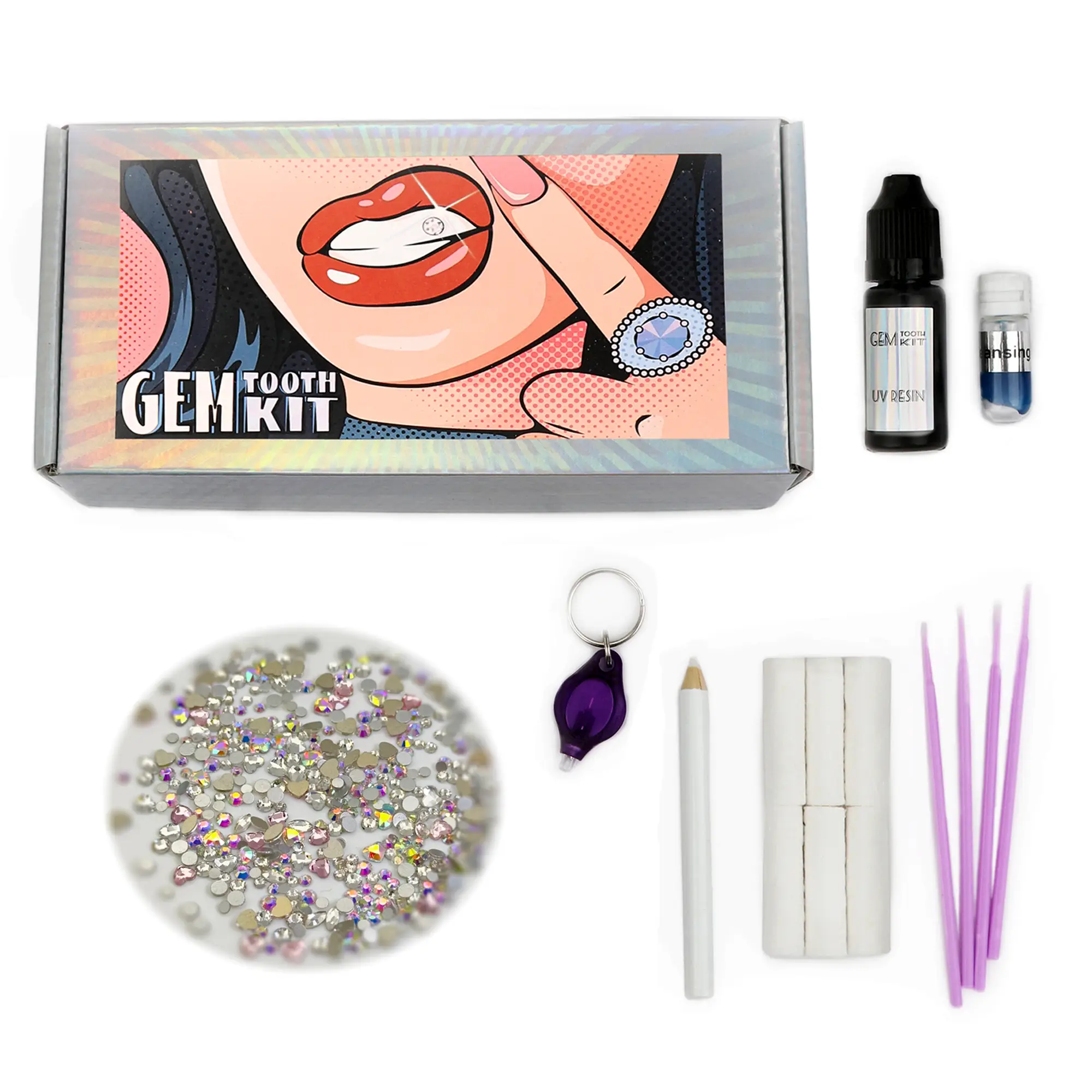 Glitzgrinz 1000 Gems DIY Tooth Gem Kit Included Butterfly Set & Pink Heart (Lasting Hours to Weeks)