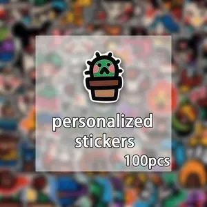 100 Pcs Unique PVC Waterproof Stickers, Car Decorative Sticker Water Cup Luggage Phone Laptop Decals, Durable Vinyl Adhesive Labels