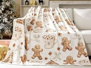 Christmas Throw Blanket for Adults Single Twin Size Holiday Tree and Cookie Theme Flannel Blankets for Bedroom Couch Travel Home Decor Fuzzy Cozy Soft Warm Gifts(Brown)