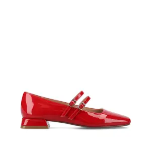 GREDAH MARY JANE DRESS FLATS IN WIDE - Red Patent