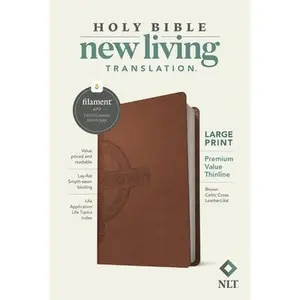 NLT Large Print Premium Value Thinline Bible, Filament-Enabled Edition (Leatherlike, Brown Celtic Cross) by Tyndale