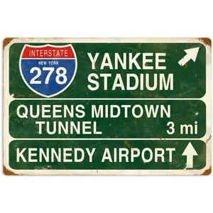 Yankee Vintage Retro Rustic Stadium Metal Tin Sign Pub Store Wall Decor Art 12 x 8 Inches