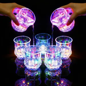 Set of 2/4 LED Light Up Luminous Cups, Liquid Activated Multicolor Glowing Drinking Tumblers, 7 oz Automatic Water Activated Wine Champagne Glasses with Flashing Light, Fun Adult Party Favors for Bar, Disco, Wedding & Christmas​