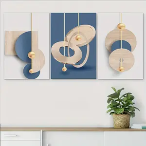 3pcs Abstract Illustration Modern Framed Canvas Wall Art for Bedroom Living Room Corridor Ideal Winter Decor Room Decoration Wrapped Canvas Gift Hanging Print Ornaments UV Resistant Non Toxic