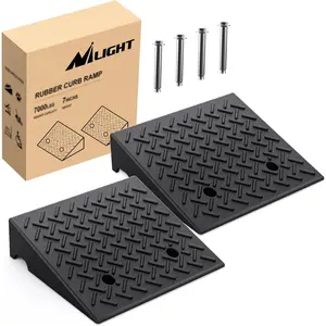 Nilight 2-Pack Heavy Duty Rubber Curb Ramps, 19x19x7" Size, 7" Rise, 7000lbs Load Capacity, Textured Portable Stable Ramps for Cars & Motorhomes
