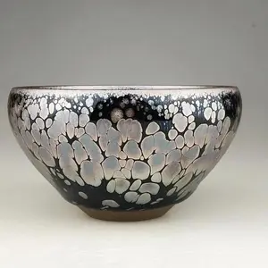 Retro Handmade Jianzhan Teacup - Raw Ore Colorful Oil Drop Glaze, Master-Crafted High-Luxury Tianmu Glaze Collectible Cultural Item kiln masterpiece
