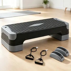 3-in-1 Adjustable Aerobic Step Platform, 2 Height Levels Workout Stepper with Risers & Resistance Bands, 660 LBS Capacity Non-Slip Exercise Step for Home Gym Fitness Training fathersdaygiftideas