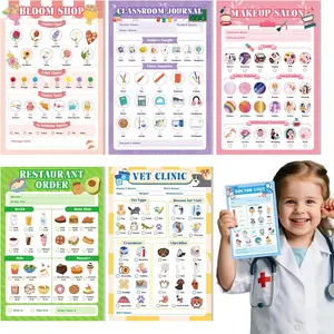 6 Pack  Pretend Play Notepads, 40 Pages  Playtime Pads, 4'' x 6'' Girls Theme Imaginative Role Play Activity Pads