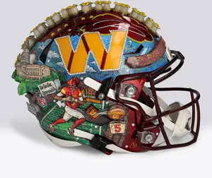 Jayden Daniels Washington Commanders Autographed Riddell Speed Flex Authentic Helmet - Art by Charles Fazzino - WN55916234 - Fanatics Authentic Certified