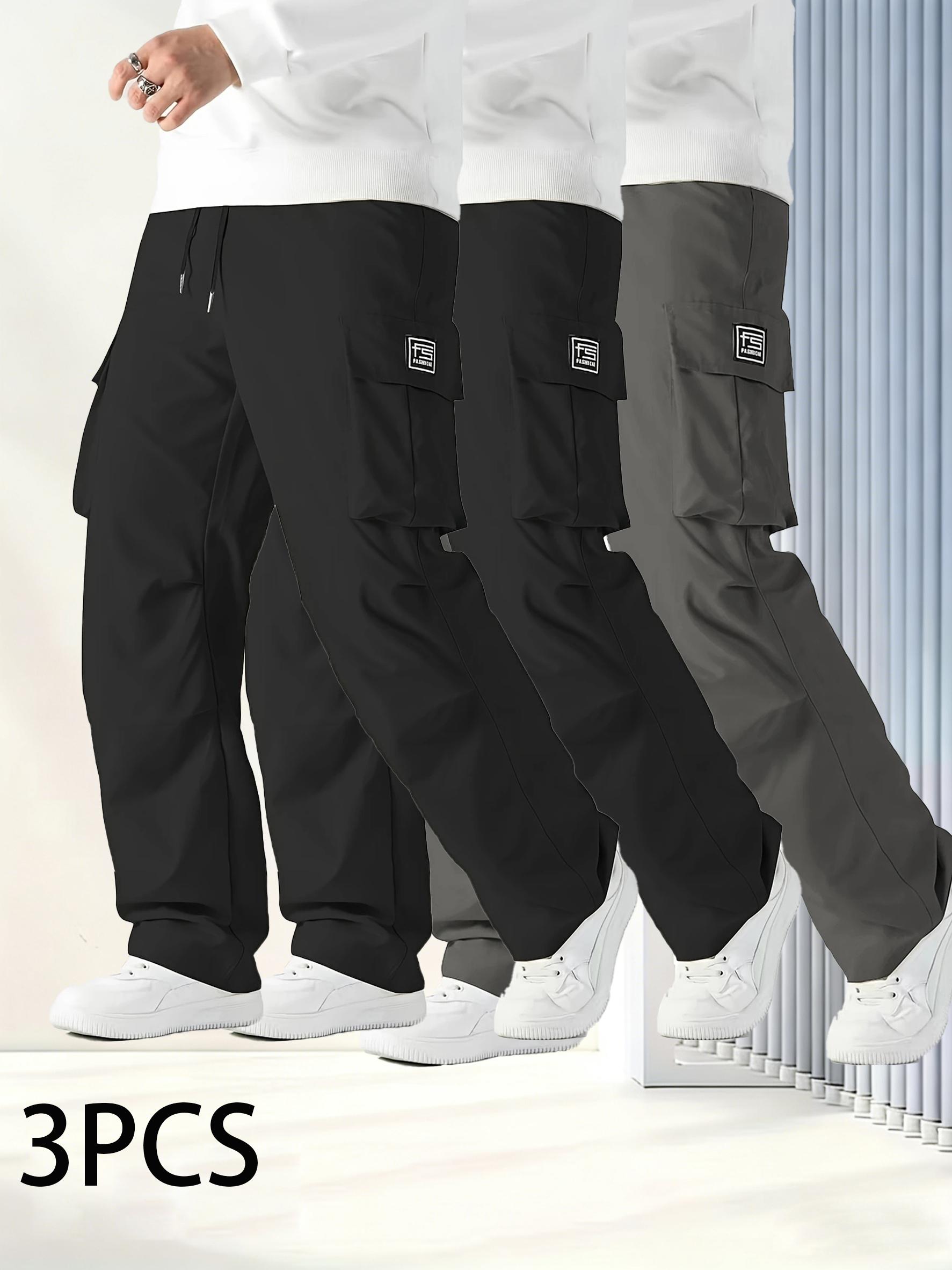 3 Pack Men's Tactical Cargo Pants, Elastic Waistband & Multi-Pocket Design, Perfect for Spring & Summer, Ideal for Outdoor Activities