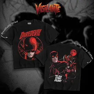 [VIGILANTE] Devil Of Hell's Kitchen Heavy Cotton T-Shirt For Comic Fans Menswear Geek Outfit Graphic Tee DTG Breathable Print