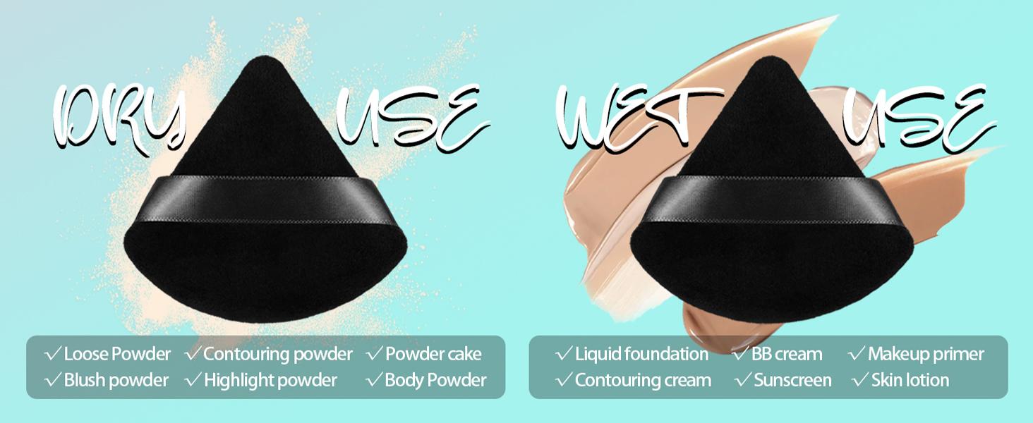 8Pcs of Triangular Powder Puff Makeup Sponges, Made of Super-soft Velvet, Designed for Contouring, Eye, and Corner, Beauty Blender Foundation Mixing Container.