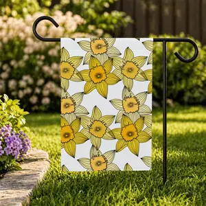 Slightly Subtle Yellow Daffodil Pattern Garden Banner | House Flag patriot theme American style Double Sided Durable Fabric Fu*k Tru*p bold statement flag unique message decor