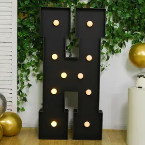 4ft Giant LED Marquee Letter "H", Black Pre-Cut Foam Board with 10 Warm White Battery Operated LEDs, Glue Gun and Sticks