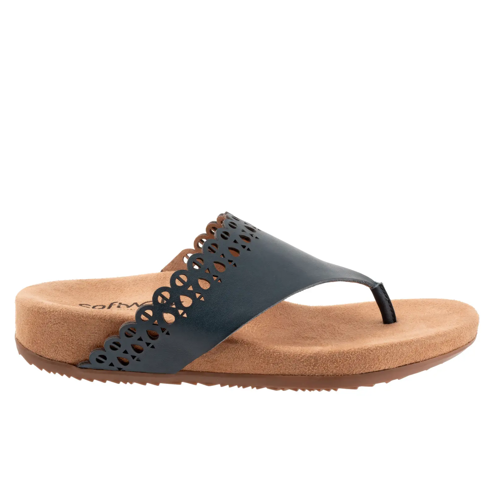 Softwalk Bethany S2203-400 Womens Blue Leather Flip-Flops Sandals Shoes