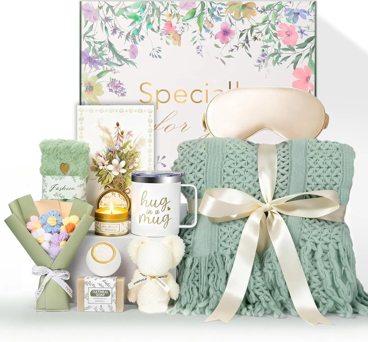 11 PCS Birthday Gifts for Women, Get Well Soon Gifts Baskets for Women Self Care,Thank You Gift,Spa Care Package After Surgery Thinking of You Sympathy, for Mom Her Wife Sister Friend (Blanket)