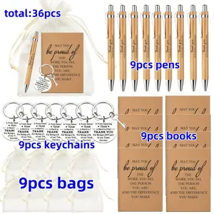 36pcs SummerVibesTeam Gifts Employee Appreciation Gifts Pens Pocket Notebooks Inspirational Keychains Bags, Office Gifts for Staff Volunteer Nurse Teacher Coworker Team Building Retirement Packs