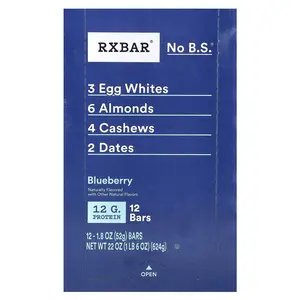 RXBAR Protein Bar, Blueberry, 12 Bars, 1.8 oz (52 g) Each