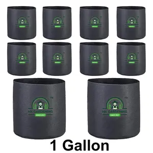 HK Gardening 10-Pack Round Fabric Pot Aeration Plant Grow Bags 1 Gallon Black - Ideal for Home and Garden