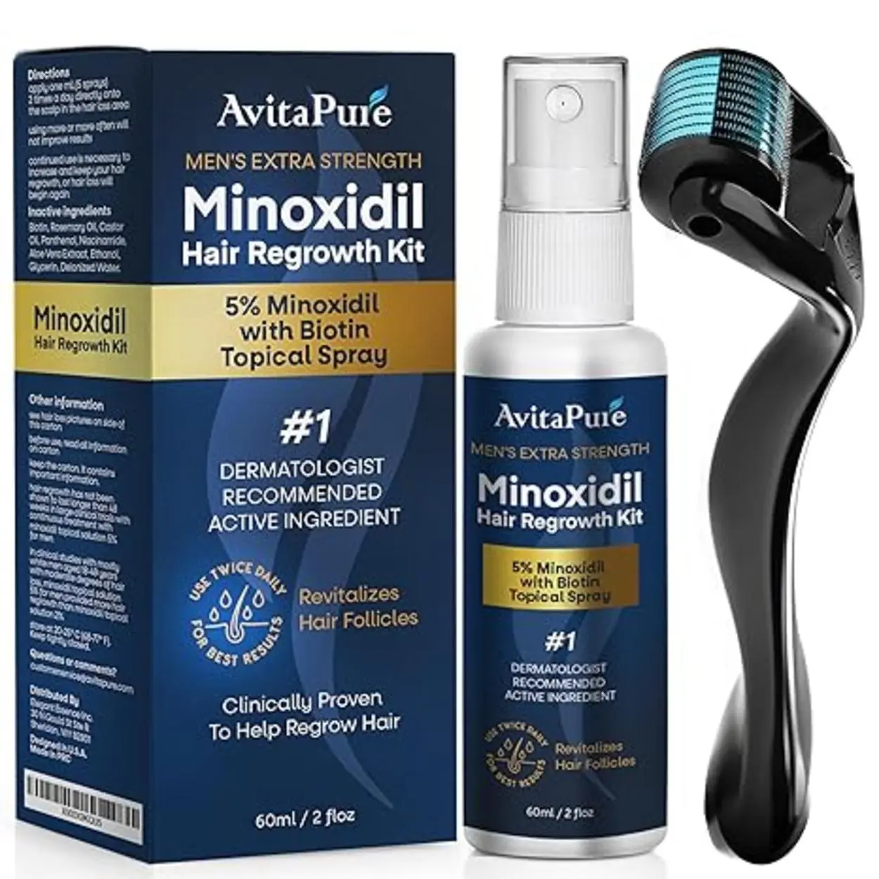 5% Minoxidil Beard Growth Serum for Men - Extra Strength Beard & Hair Care with Biotin & Rosemary Oil Kit