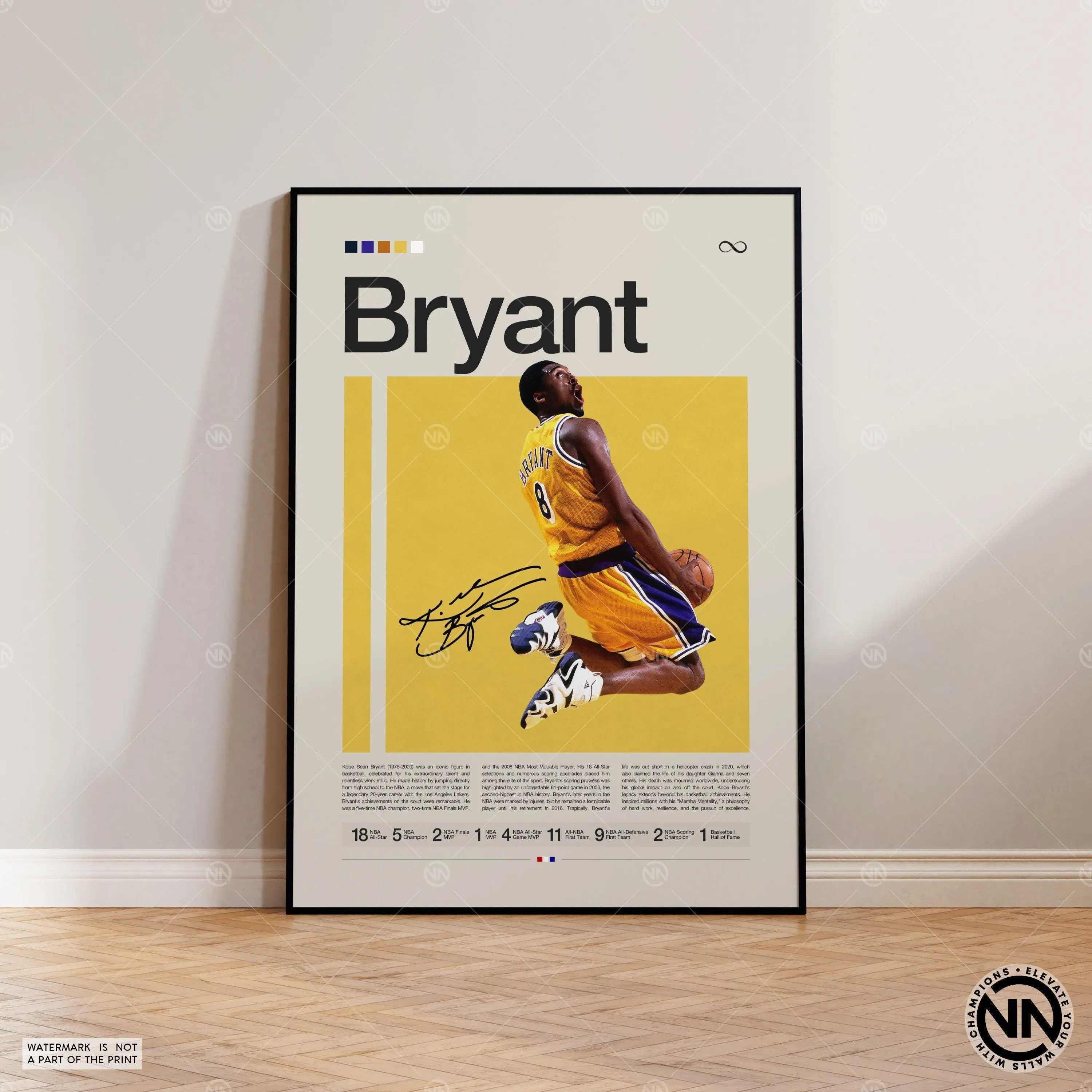 Kobe Bryant Poster, La Lakers Poster, NBA Poster, Sports Poster, Mid Century Modern, NBA Fans, Basketball Gift, Sports Bedroom Posters