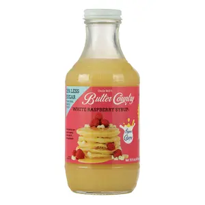 White Raspberry Syrup for Pancakes and Waffles, Less Sugar, No Corn Syrup, Gluten Free, Made without Artificial Flavors Sweet Beverage
