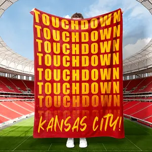 1 PCs Kansas City Letter Print Flannel Blanket Shawl Blanket, Football Printed Blanket, Super Light, Super Soft, Warm and Comfortable-Gift for Sports Enthusiasts Fans, Perfect for Home, Stadium, Travel and Office