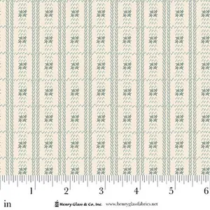 Fabric Henry Glass Cream Blue Star Zig Zag Plaid Simply Charming by the Quarter Yard 3511-37