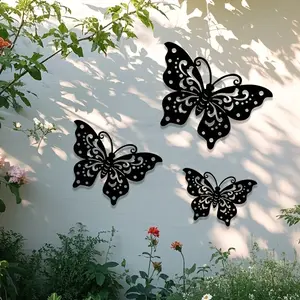 3-Piece Metal Butterfly Garden Wall Art Set, Perfect for Yard Decor, Outdoor Decoration, Enhance Your Garden Space