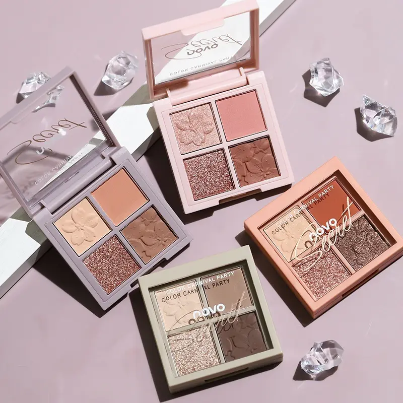 NOVO Four-Color Eyeshadow Palette for Women Pearlescent Earth Tone Eyeshadow Palette for Beginners Makeup Cosmetic makeup bundle box makeup kit set 1# Shame 1# Shame makeup bundle box makeup kit set makeup kit set makeup bundle box