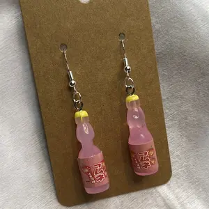 Pink Strawberry Japanese Soda Earrings - Cute and Unique Design for Women and Girls