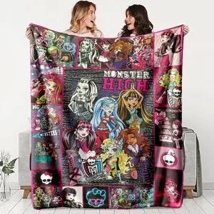 Monster High Printed Flannel Blanket, Comfortable Warm Durable, Ideal for Sofa Office Bed Camping Travel, Perfect Holiday Gift