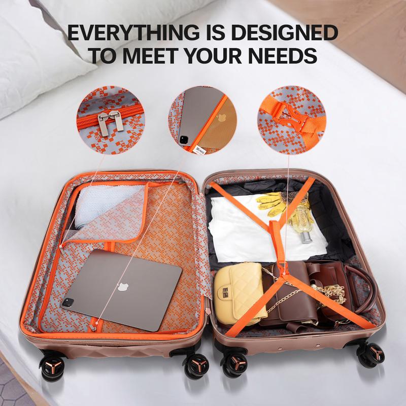 New York Xpress  Stylish Travel Luggage Set - PP Material, TSA Lock, 8-Wheel Spinner - Multiple Colors for Men & Women luggage