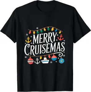 Premium model-Unisex-100% cotton-Merry Cruisemas Christmas Cruise Shirts Family Cruisin Lover T-Shirt Casual Womenswear