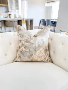 Champagne and Silver Waves Throw Pillow Cover