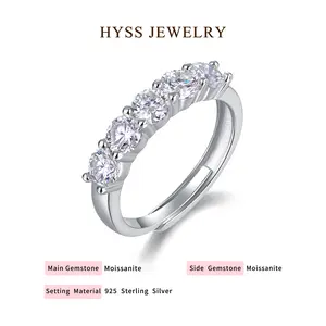 [45] HYSS MELODY 5-Stone D Color VVS1 Moissanite Ring | 925 Sterling Silver Band Size 4-11 for Women a wedding band, anniversary gift, birthday gift
