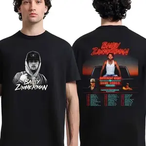 Bailey Zimmerman Tour 2026 T-Shirt – Different Night Same Rodeo Concert Graphic Tee Double Sided Fan Shirt USA Men Women Tops