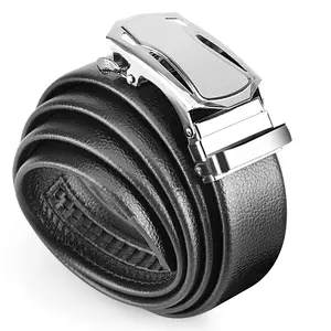 Adjustable Ratchet Dress Belt for Men – Leather Automatic Buckle, High-Density Scratch-Resistant Stylish Design, Perfect Father’s Gift