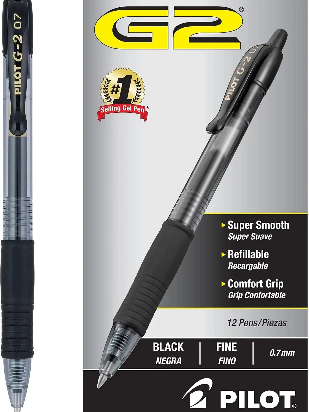 Pilot G2 Premium Gel Roller Pens, Fine Point 0.7 mm, Red Pens, Pack of 12 - Ideal for School, Journaling & Office Writing