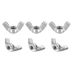 M6x1.0mm(DxP) Butterfly Wing Nuts - 6Pack Carbon Steel Silver Butterfly Wing Nut, Good for Construction Industry