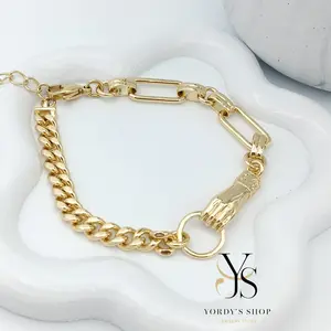 Yordy Bracelet with Powerful Hand, Protection amulet, 14k gold plating, daily use.