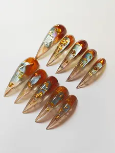 JmDrnails Dragon Claw Nails 10 Pcs Handmade Acrylic Press on Nails Holographic Glitter & 3D Crystal Accents | Salon-Quality Statement Nails