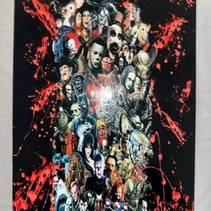 Horror Themed Sublimation Plate Customizable Upon Request with Iconic Characters and Blood Splatter Design