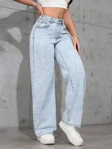 Women's Loose Fit Denim Jeans, High Waisted Streetwear, Casual Hip-Hop Style, Unisex All-Season Fashion, Zipper Fly Closure