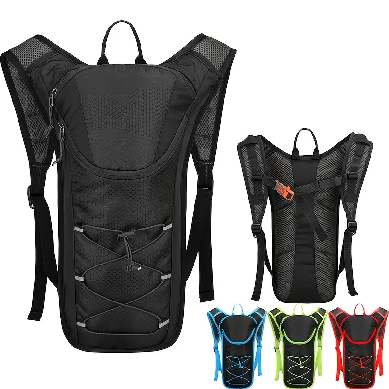 Close-fitting outdoor sports backpack, bicycle riding backpack, small sports backpack with reduced shaking, can fix water bag, breathable and lightweight, chest strap includes survival whistle, suitable for jogging, cross-country hiking, mountain running