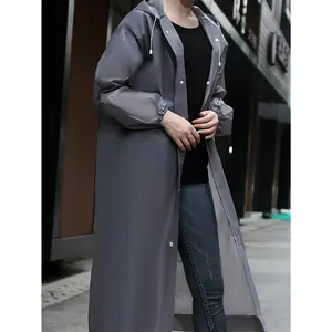 [Windproof EVA Rain Jacket] Windproof High Quality EVA Full-Body Adult Rain Jacket |   Hooded Sporty Raincoat with Button Front, Semi-Translucent Design & Elastic Cuffs for Outdoor Cycling, Hiking, Running |   Lightweight & Portable, Outdoor Rain Protecti