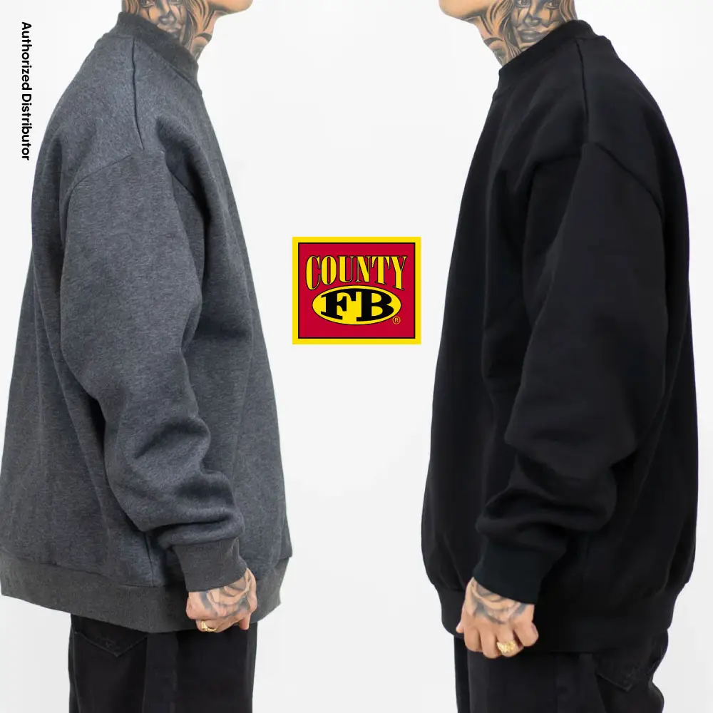 FB County Men's Heavyweight Fleece Crewneck FBCOUNTY Sweatshirt Casual Thick Outer Soft Fleece Sweater Crewneck Fit Warm Fleece Lined Plain