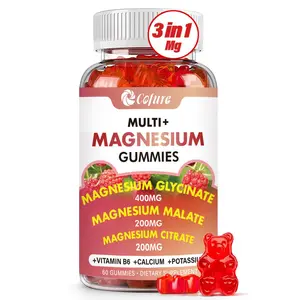 Magnesium Glycinate 400mg, Citrate 200mg, Malate 200mg, Triple Magnesium Complex with Potassium, Calcium, Vitamin B6- Vegan, Non-GMO, Gluten Free- 60 Raspberry Calm Gummies Dietary Supplement