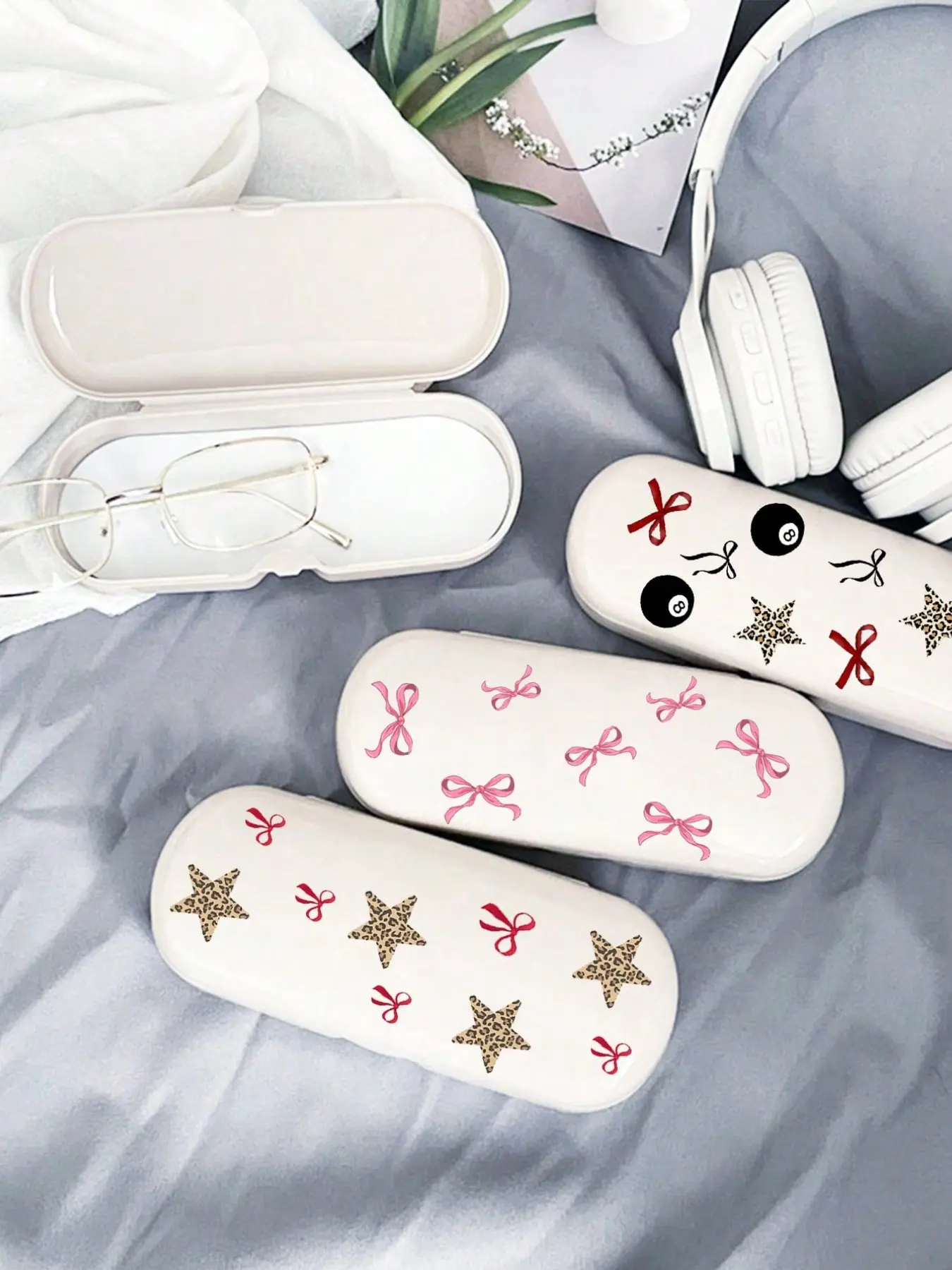 Women's Cherry Pattern Eyeglass Case, Cute Transparent Cream Color, Durable Dustproof Glasses Storage, Ideal Gift for Birthdays, Holidays, Valentine's Day