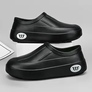 Chunky Platform Work Clogs - Ultra-Cushioned Non-Slip Garden Shoes - Waterproof Slip-On Comfort Mules for Kitchen & Hospital